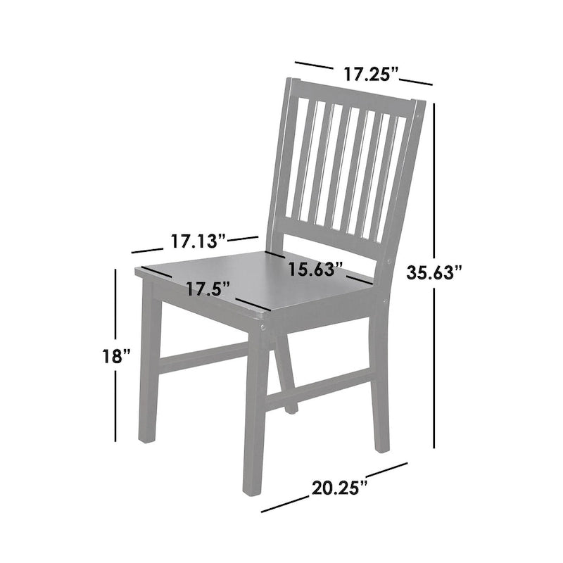 Chaises de salle à manger à dossier à lattes en bois massif (lot de 4)