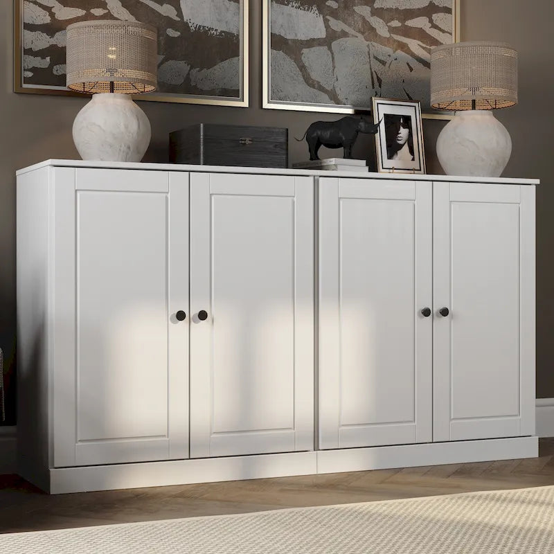 100% Solid Wood Sideboard with Glass or Solid Wood Doors by Palace Imports - 64 x 35.75