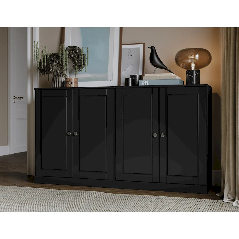 Ce buffet 100 % en bois massif est disponible avec des portes en verre ou en bois massif - 64 x 35,75 mm