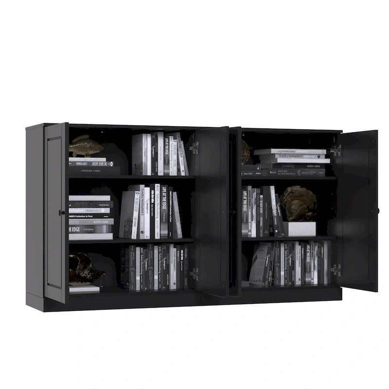 Ce buffet 100 % en bois massif est disponible avec des portes en verre ou en bois massif - 64 x 35,75 mm