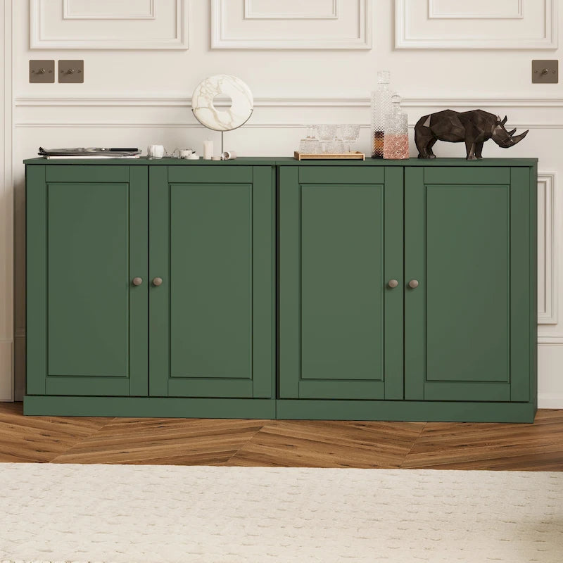 Ce buffet 100 % en bois massif est disponible avec des portes en verre ou en bois massif - 64 x 35,75 mm