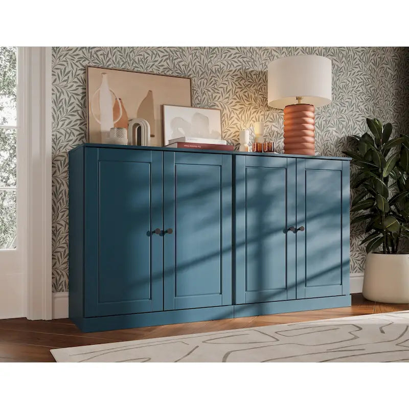 Ce buffet 100 % en bois massif est disponible avec des portes en verre ou en bois massif - 64 x 35,75 mm