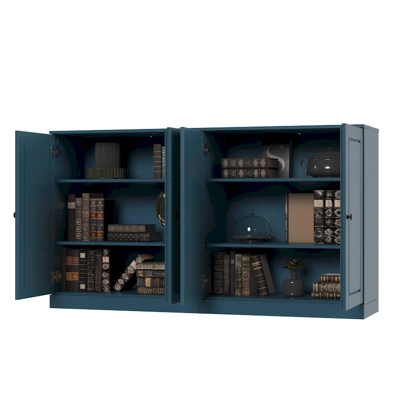 Ce buffet 100 % en bois massif est disponible avec des portes en verre ou en bois massif - 64 x 35,75 mm