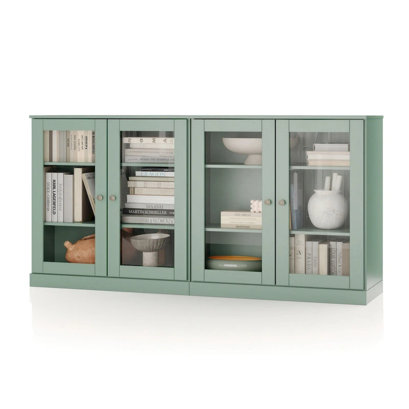 Ce buffet 100 % en bois massif est disponible avec des portes en verre ou en bois massif - 64 x 35,75 mm