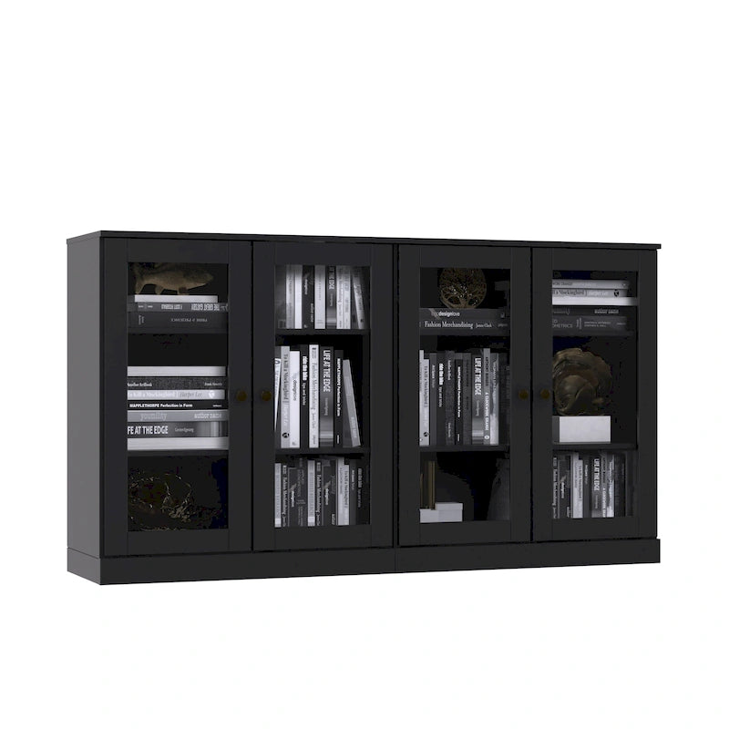Ce buffet 100 % en bois massif est disponible avec des portes en verre ou en bois massif - 64 x 35,75 mm