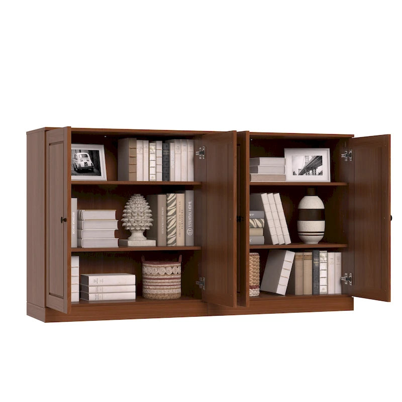 Ce buffet 100 % en bois massif est disponible avec des portes en verre ou en bois massif - 64 x 35,75 mm