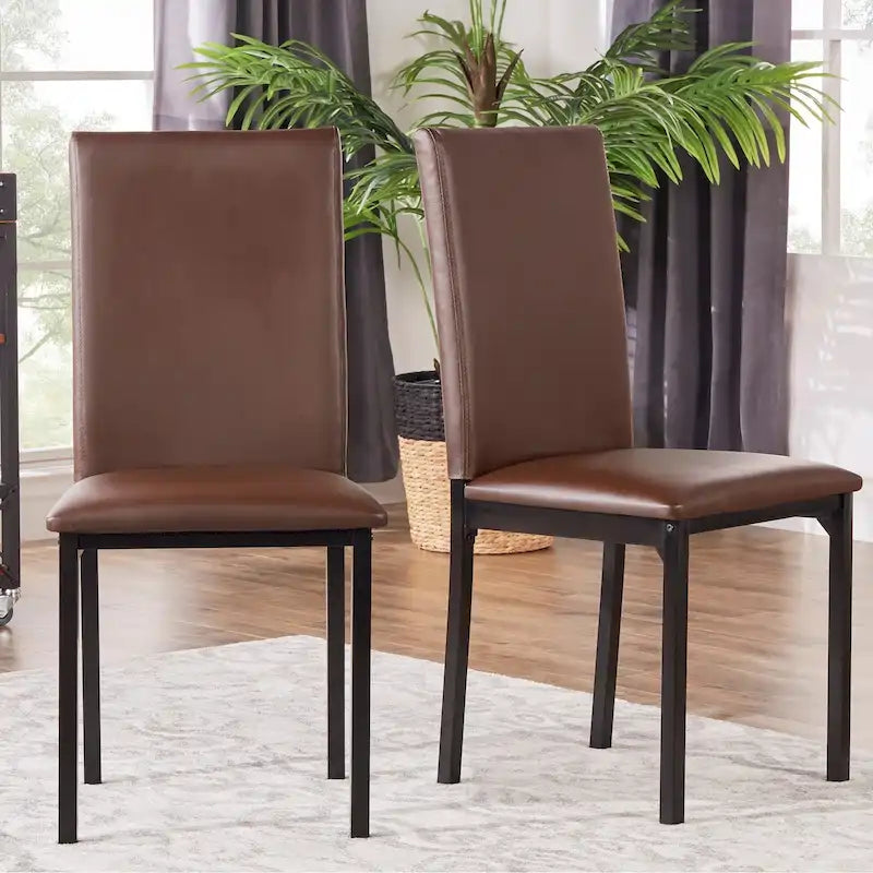 Chaises de salle à manger avec coussins métalliques (deux chaises par ensemble).