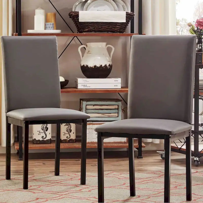 Chaises de salle à manger avec coussins métalliques (deux chaises par ensemble).