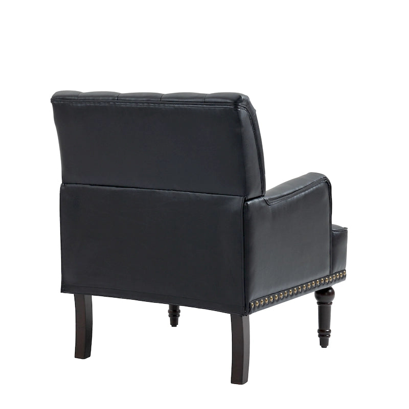 Fauteuils d'appoint en cuir végétalien capitonné avec garniture cloutée
