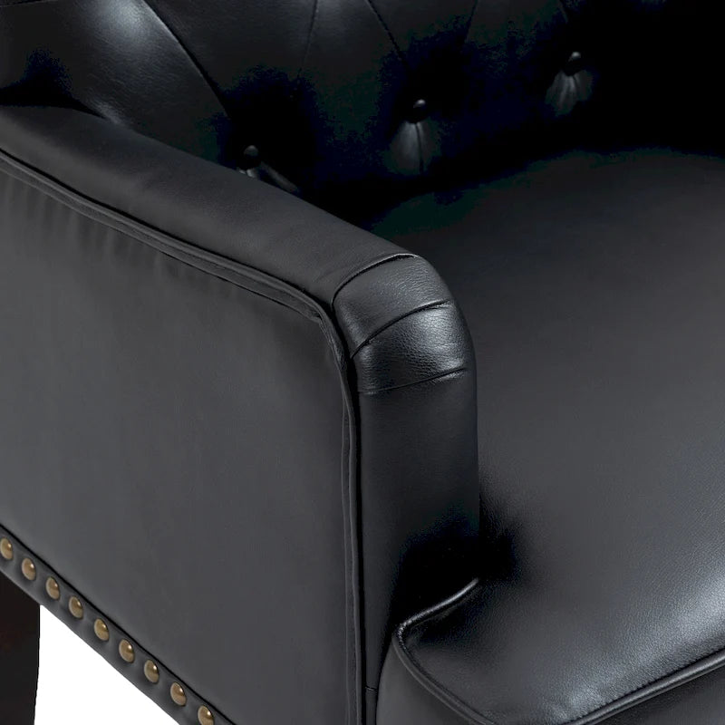 Fauteuils d'appoint en cuir végétalien capitonné avec garniture cloutée