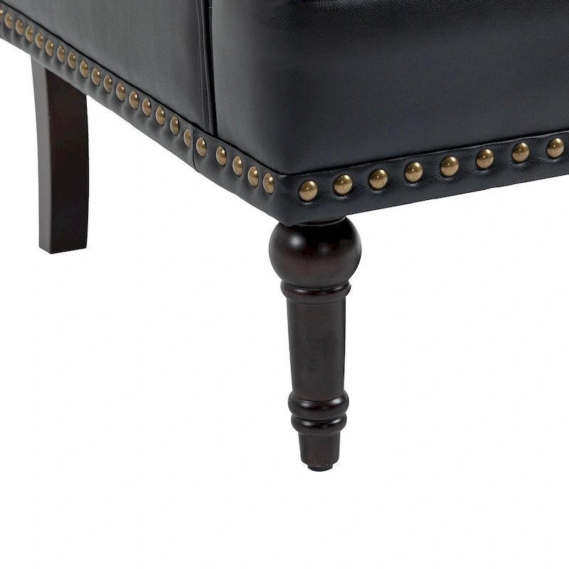 Fauteuils d'appoint en cuir végétalien capitonné avec garniture cloutée