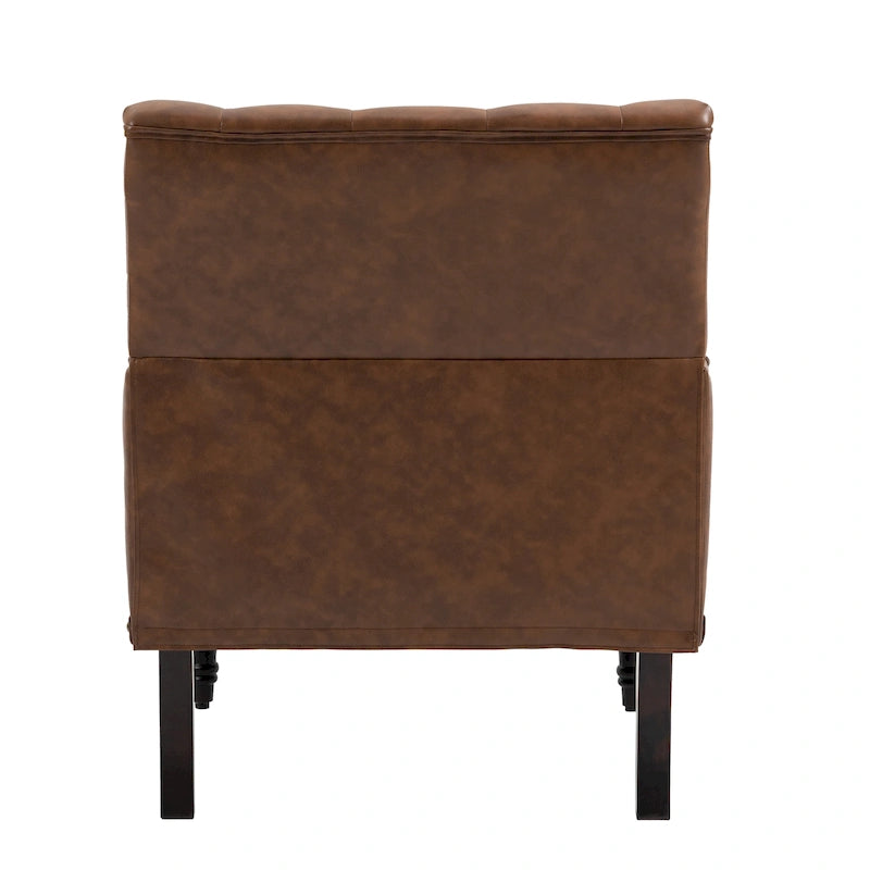 Fauteuils d'appoint en cuir végétalien capitonné avec garniture cloutée