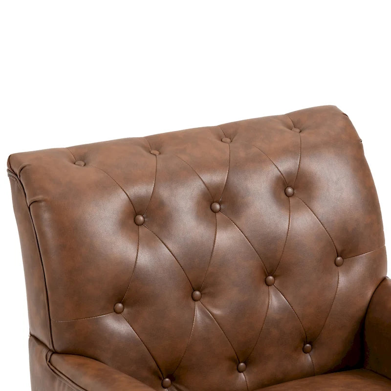Fauteuils d'appoint en cuir végétalien capitonné avec garniture cloutée