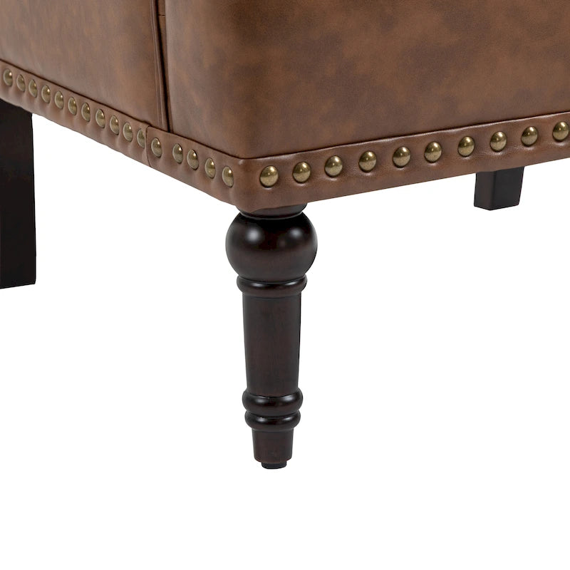 Fauteuils d'appoint en cuir végétalien capitonné avec garniture cloutée