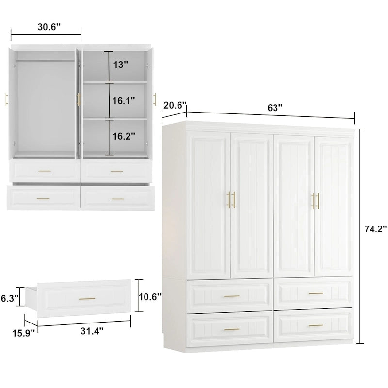 Armoire / Meuble de rangement – Combinaison penderie et tiroirs