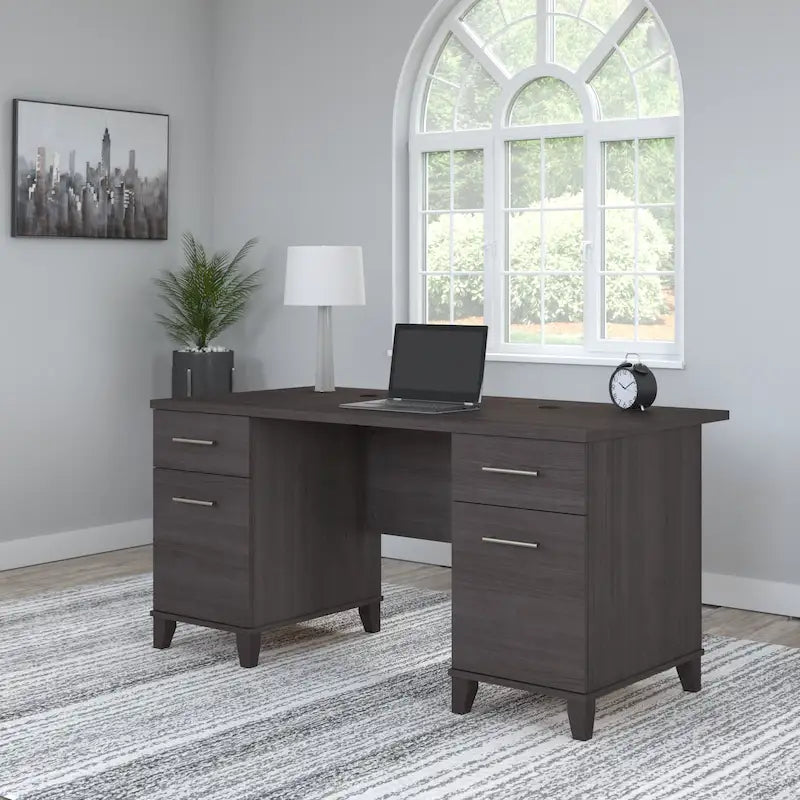 Bureau informatique avec tiroirs