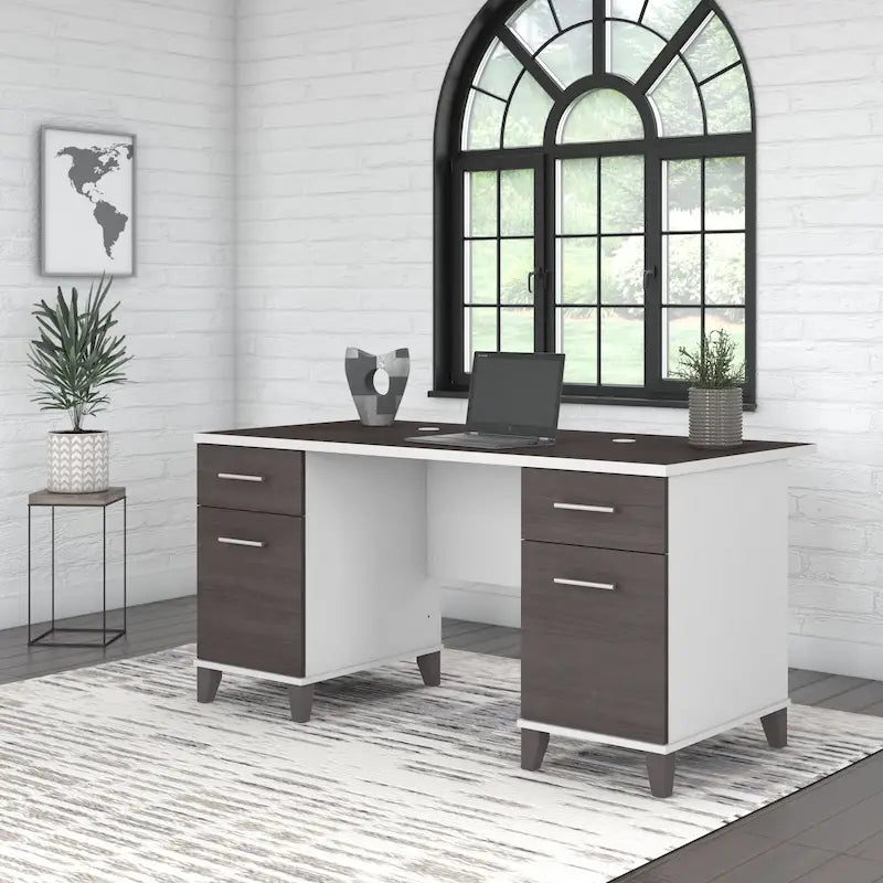 Bureau informatique avec tiroirs