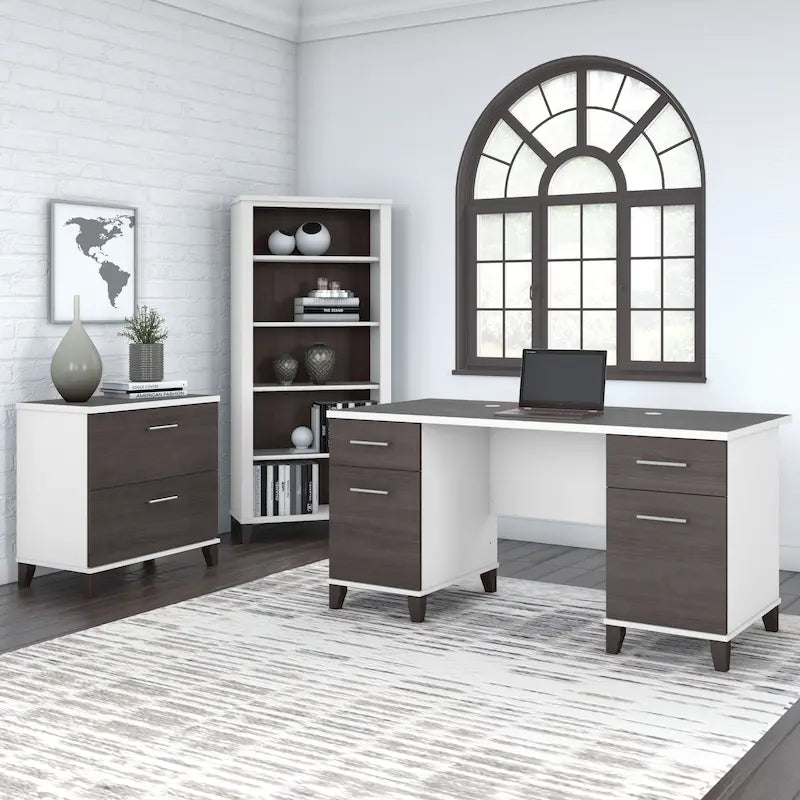 Bureau informatique avec tiroirs