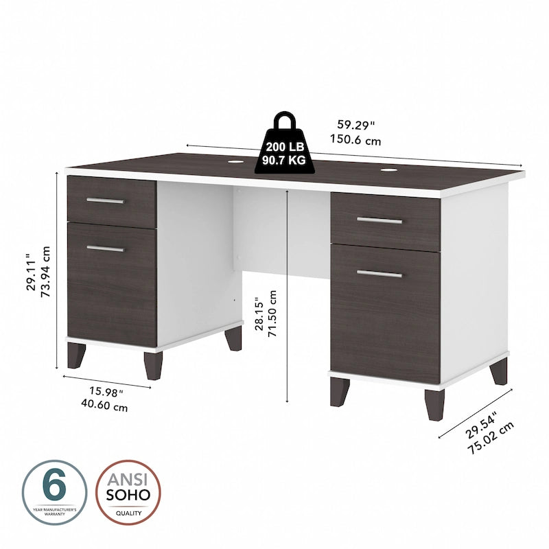 Bureau informatique avec tiroirs