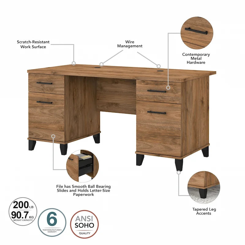 Bureau informatique avec tiroirs