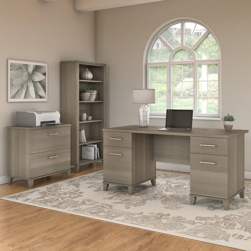 Bureau informatique avec tiroirs