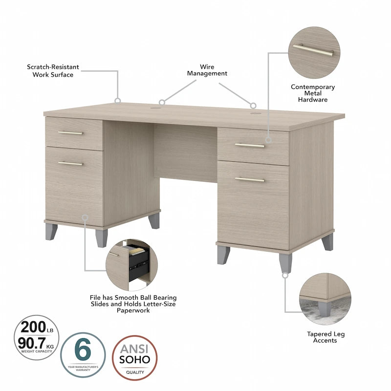 Bureau informatique avec tiroirs