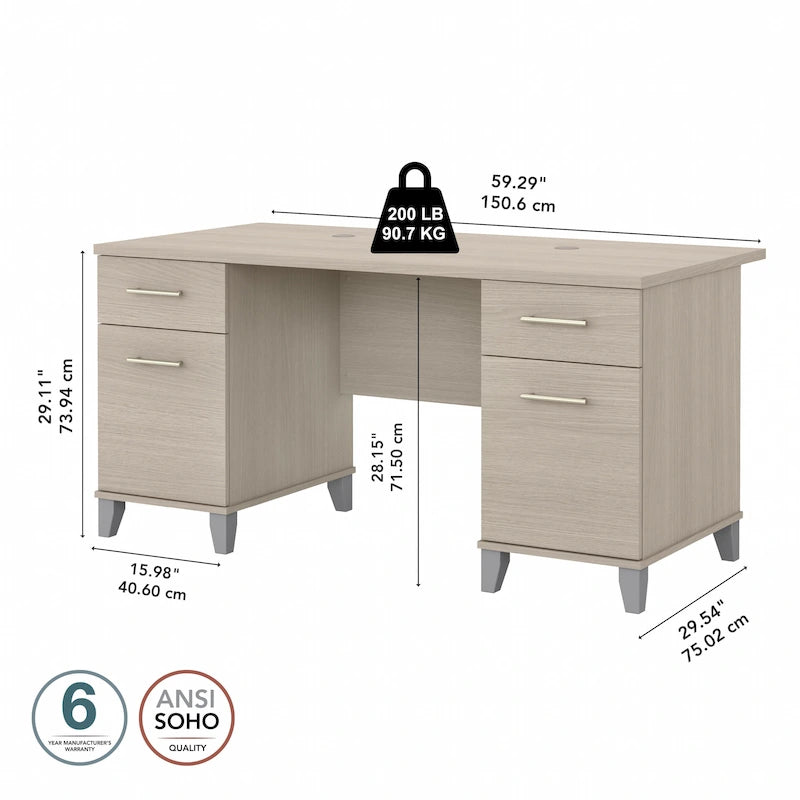 Bureau informatique avec tiroirs