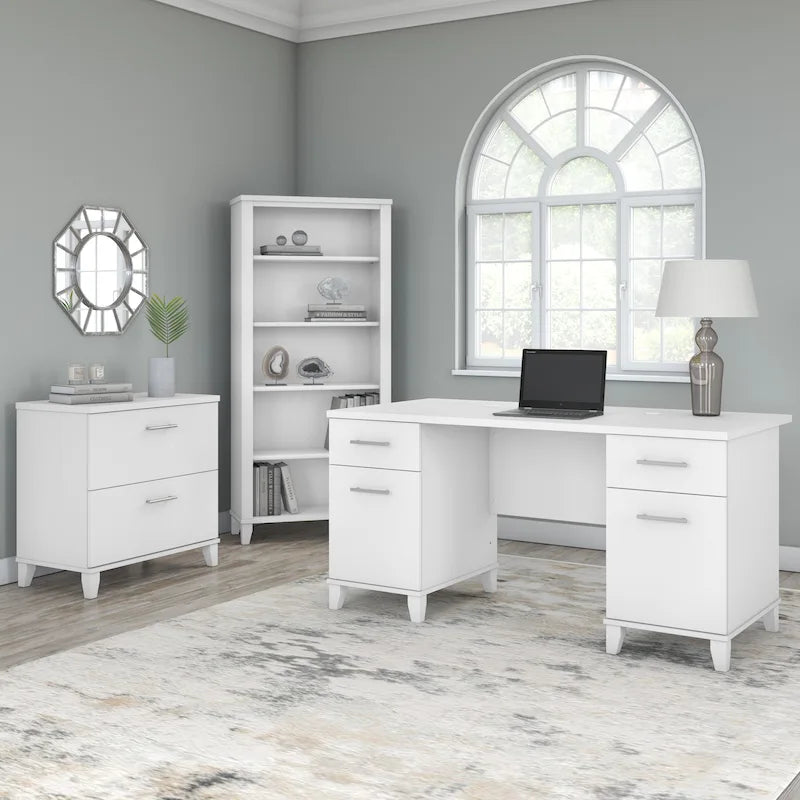 Bureau informatique avec tiroirs