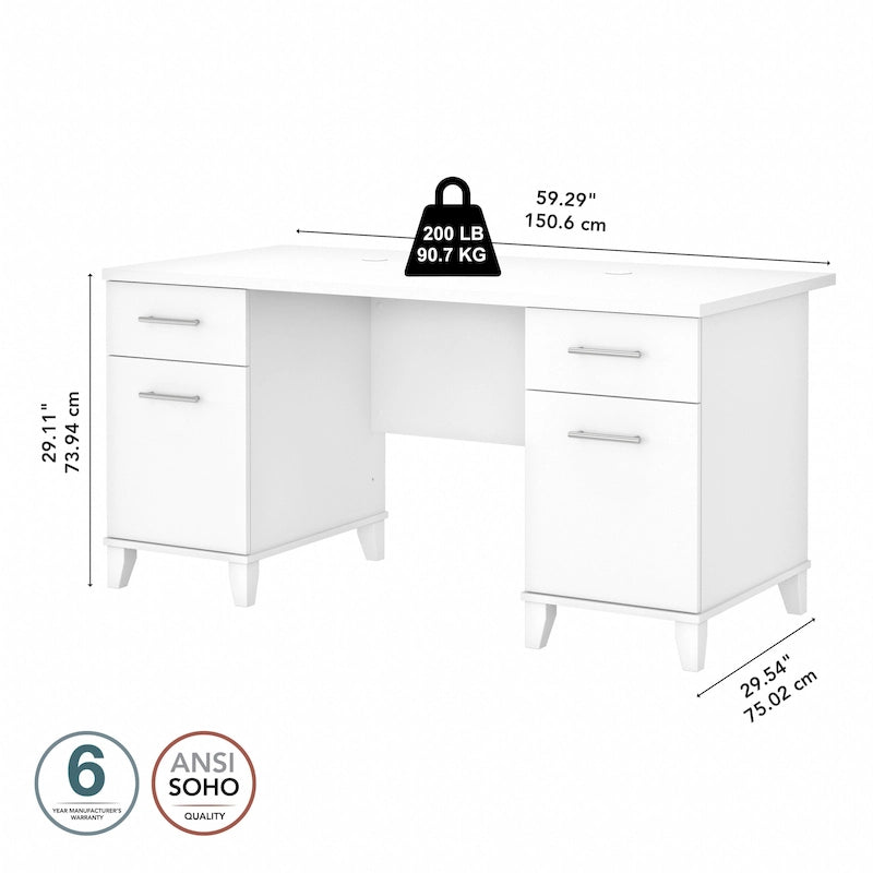 Bureau informatique avec tiroirs
