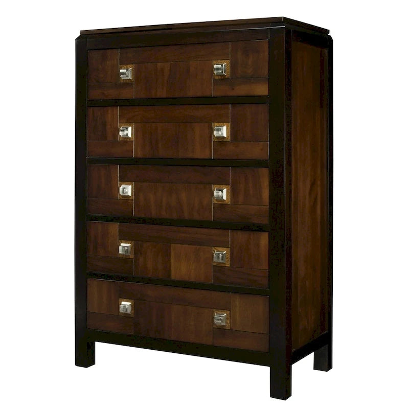 Ensemble de meubles de chambre en bois massif noyer trois pièces, style rustique