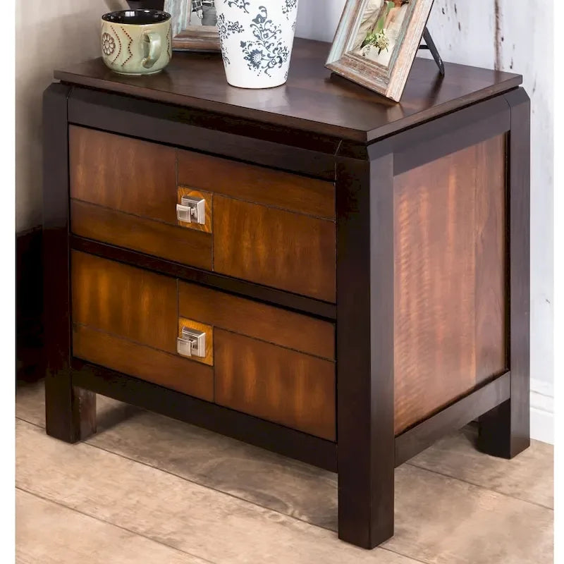 Ensemble de meubles de chambre en bois massif noyer trois pièces, style rustique