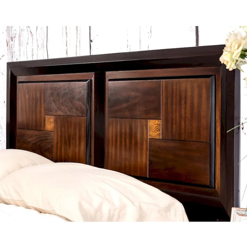 Ensemble de meubles de chambre en bois massif noyer trois pièces, style rustique
