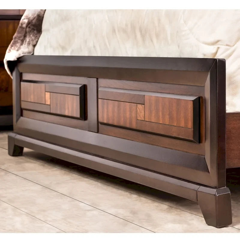 Ensemble de meubles de chambre en bois massif noyer trois pièces, style rustique