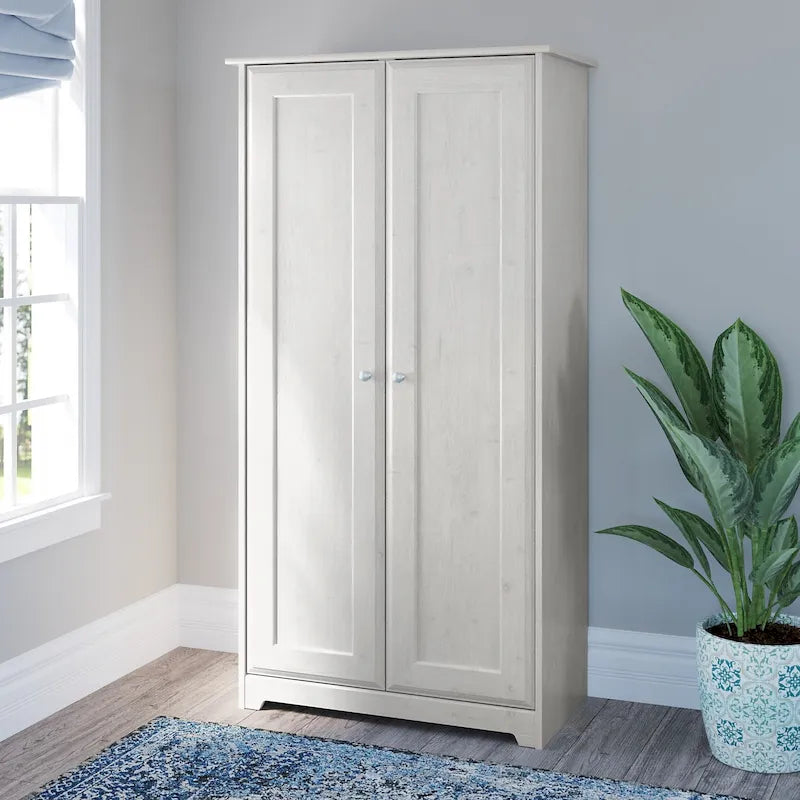 Armoire haute en chêne couleur expresso (avec portes) - 31,38 pouces (L) x 16,30 pouces (l) x 61,14 pouces (H)