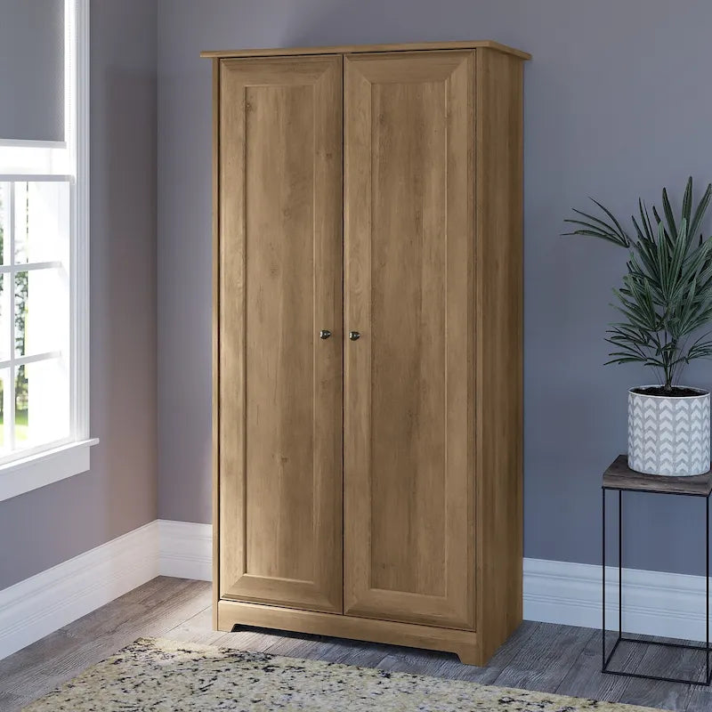 Armoire haute en chêne couleur expresso (avec portes) - 31,38 pouces (L) x 16,30 pouces (l) x 61,14 pouces (H)