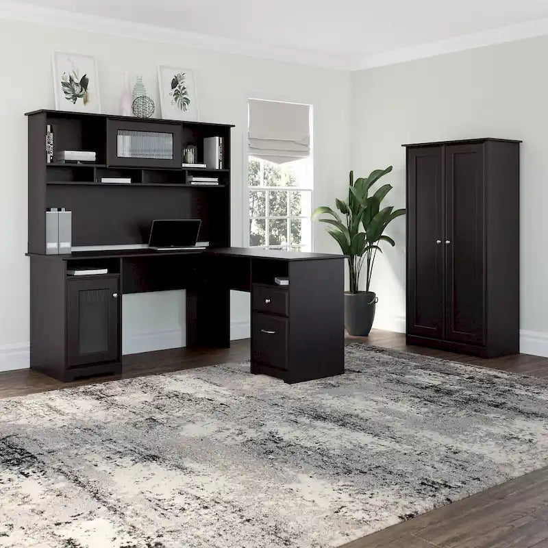 Armoire haute en chêne couleur expresso (avec portes) - 31,38 pouces (L) x 16,30 pouces (l) x 61,14 pouces (H)