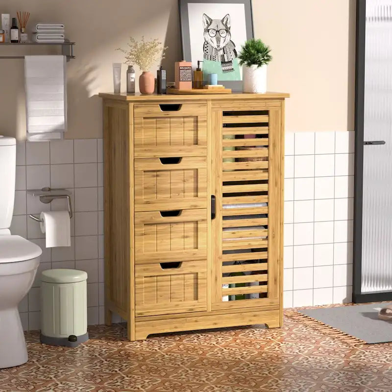 Meuble de rangement de salle de bain à poser avec 4 tiroirs