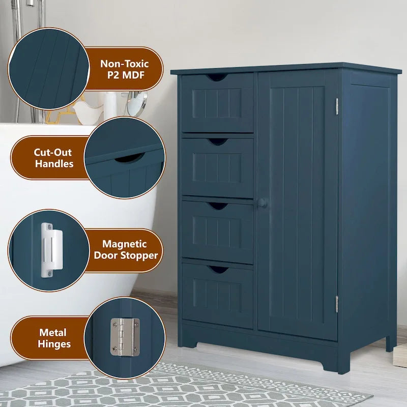 Meuble de rangement de salle de bain à poser avec 4 tiroirs