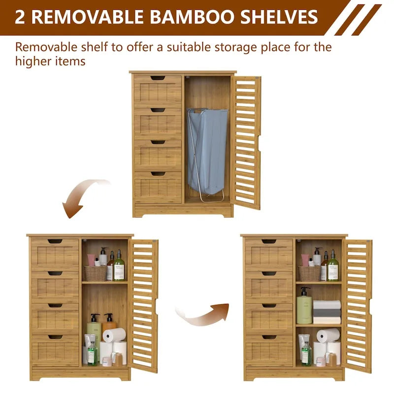 Meuble de rangement de salle de bain à poser avec 4 tiroirs