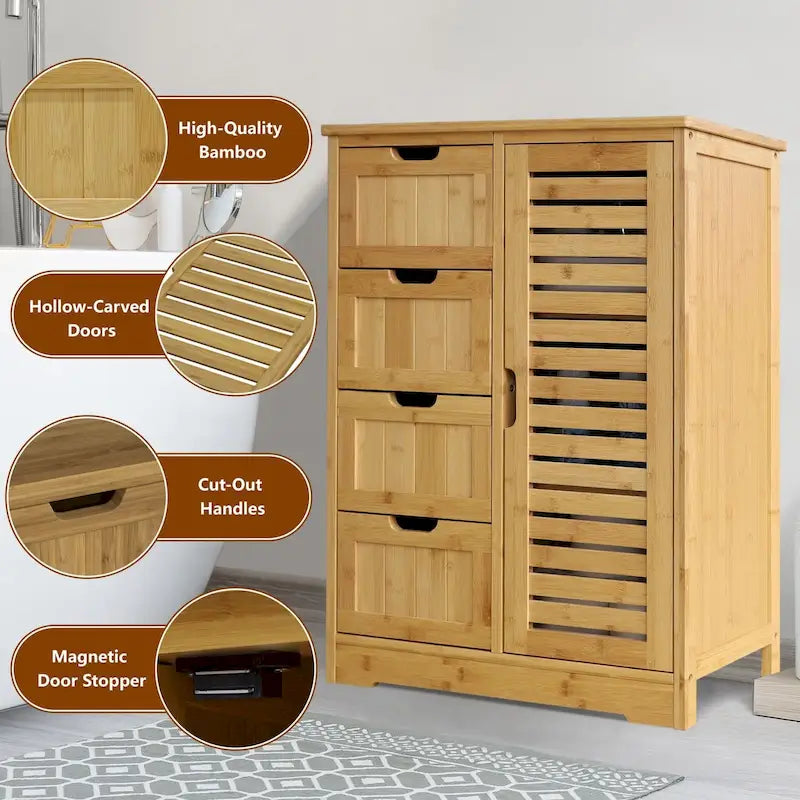 Meuble de rangement de salle de bain à poser avec 4 tiroirs