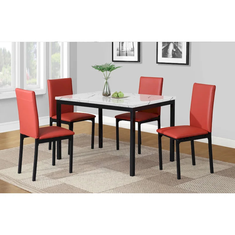 Ensemble table et 5 chaises de salle à manger en métal