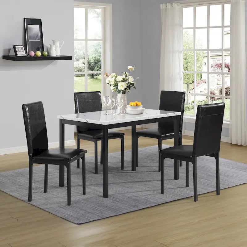 Ensemble table et 5 chaises de salle à manger en métal