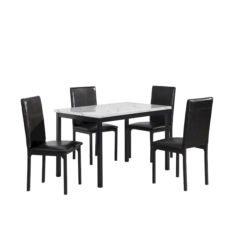Ensemble table et 5 chaises de salle à manger en métal