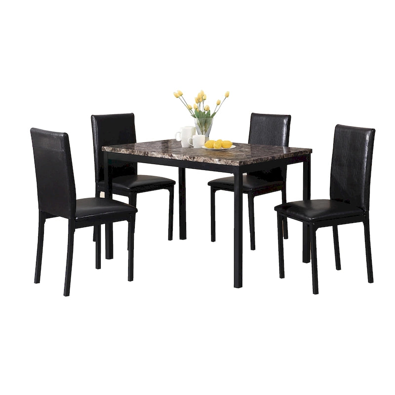Ensemble table et 5 chaises de salle à manger en métal