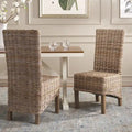 Chaises de salle à manger en rotin naturel (lot de 2) - 48 cm de large x 56 cm de profondeur x 104 cm de haut - 48L x 56P x 104H