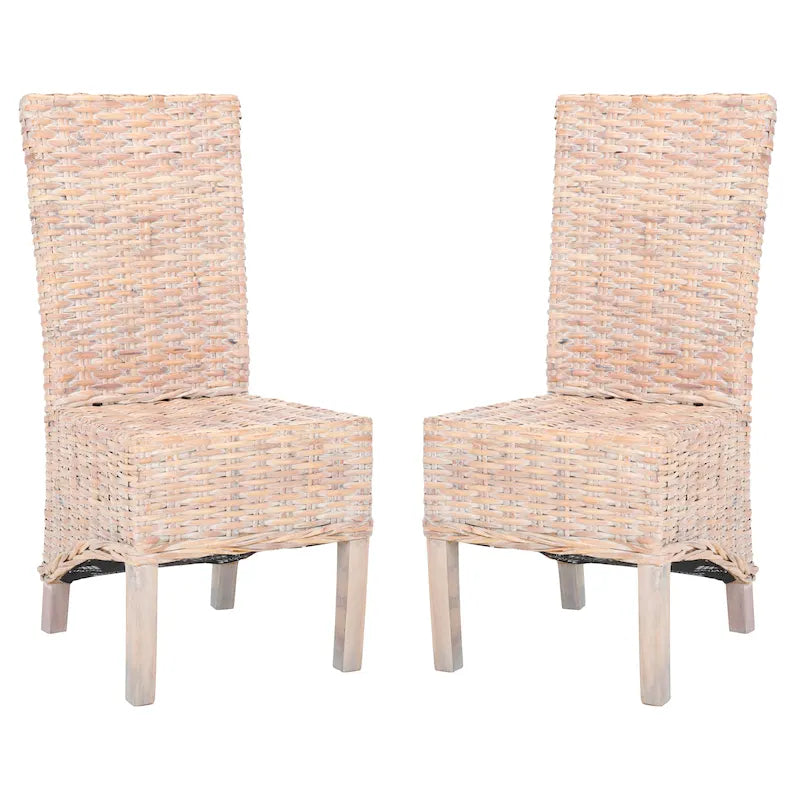 Chaises de salle à manger en rotin naturel (lot de 2) - 48 cm de large x 56 cm de profondeur x 104 cm de haut - 48L x 56P x 104H