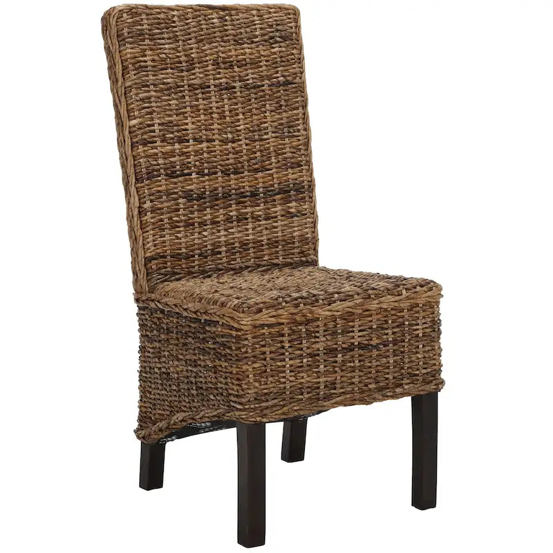 Chaises de salle à manger en rotin naturel (lot de 2) - 48 cm de large x 56 cm de profondeur x 104 cm de haut - 48L x 56P x 104H