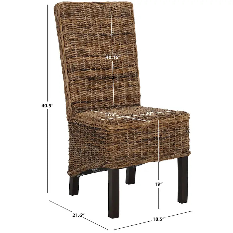 Chaises de salle à manger en rotin naturel (lot de 2) - 48 cm de large x 56 cm de profondeur x 104 cm de haut - 48L x 56P x 104H