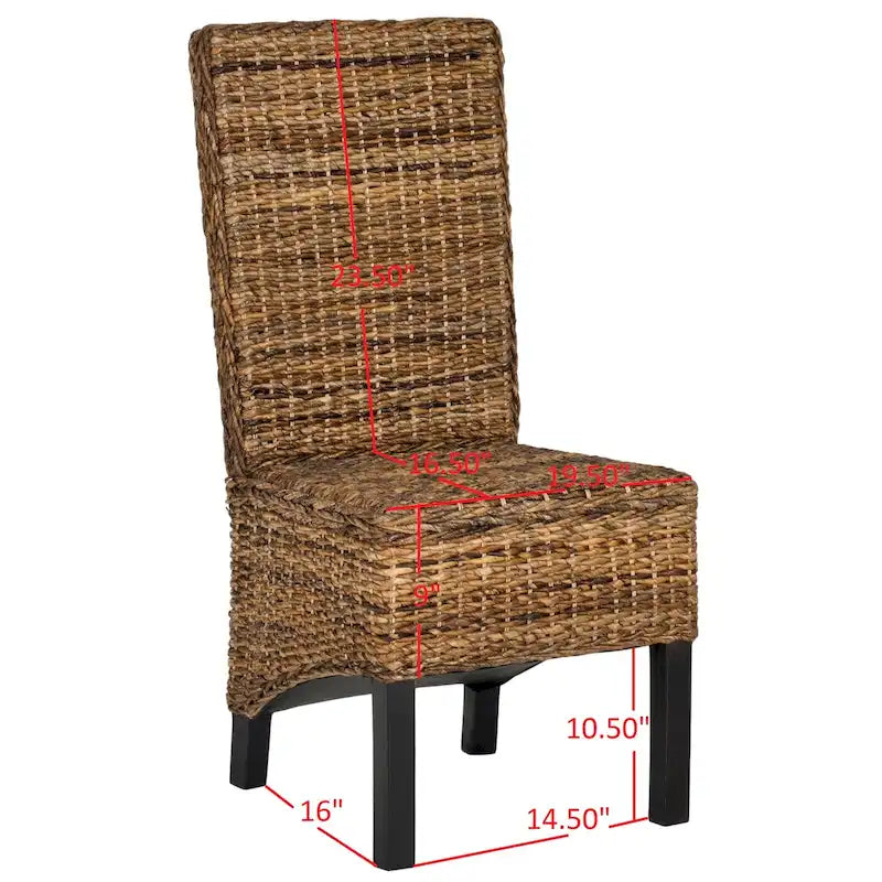 Chaises de salle à manger en rotin naturel (lot de 2) - 48 cm de large x 56 cm de profondeur x 104 cm de haut - 48L x 56P x 104H