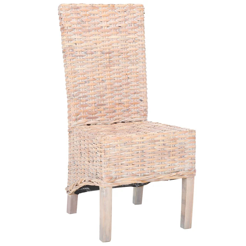 Chaises de salle à manger en rotin naturel (lot de 2) - 48 cm de large x 56 cm de profondeur x 104 cm de haut - 48L x 56P x 104H